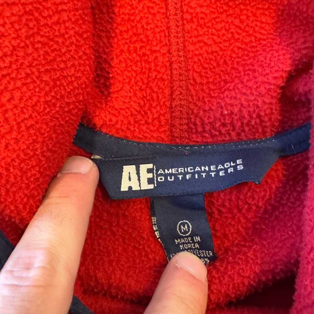 American Eagle Outfitters AE Performance Fleece Hoodie Red Mens Medium - Picture 2 of 6